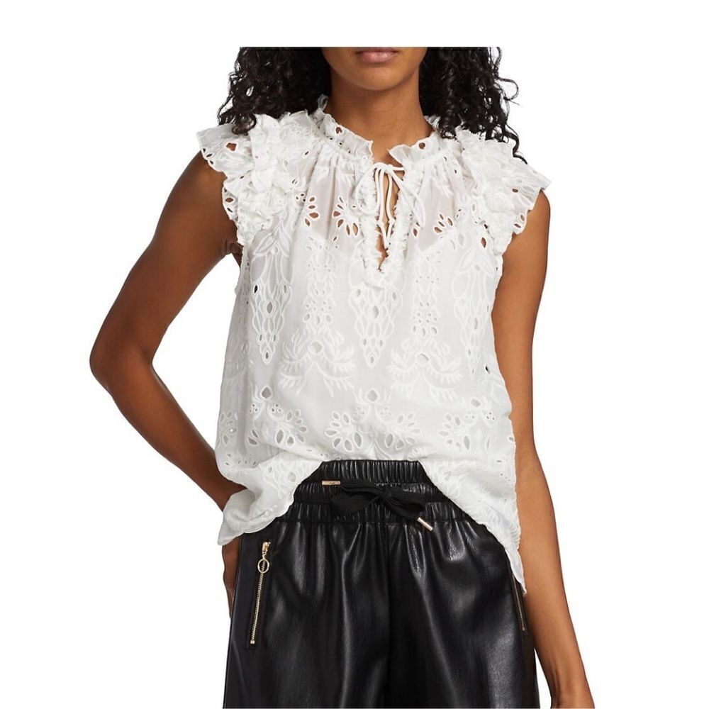Generation Love White Eyelet Ruffle Sleeveless Top